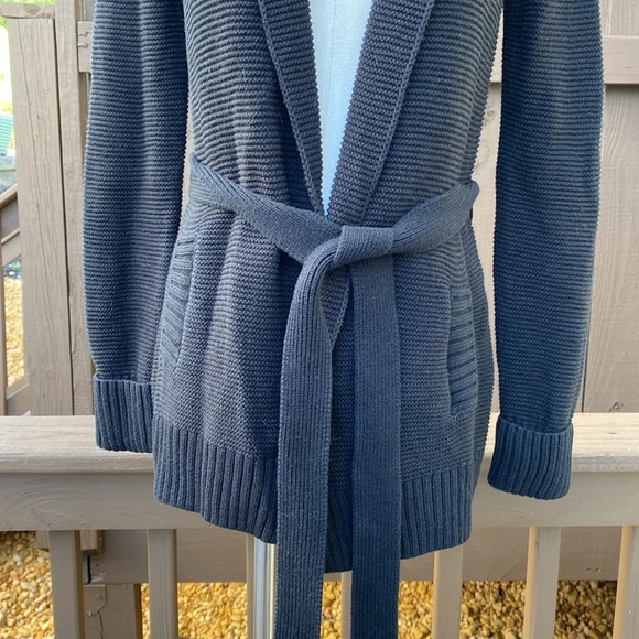 🌸Calvin Klein long cardigan with tie waist in black - Picture 3 of 10